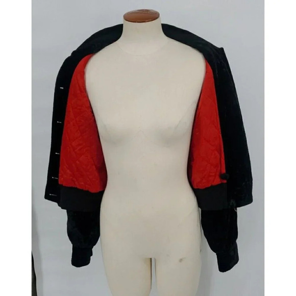 90's Escada Vintage Black Velvet Embellished Moon & Stars Bomber Jacket Size 36 - Picture 11 of 15